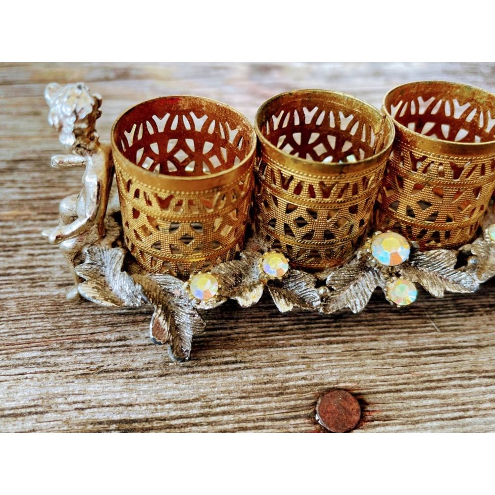 Vintage Cherub Lipstick Holder With Rhinestones - Picture 2 of 12